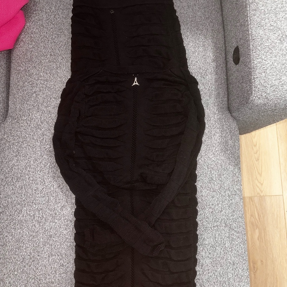 Black Ribbed Knit Dress